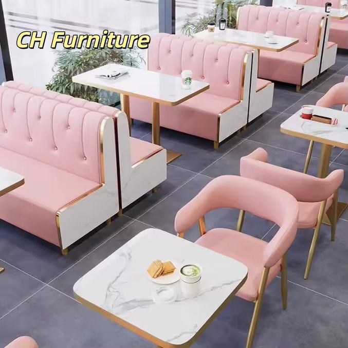 Modern Luxury Restaurant Furniture Set Milk Tea & Dessert Shop Sofa Coffee Kiosk Luxury Tables & Chairs Restaurant