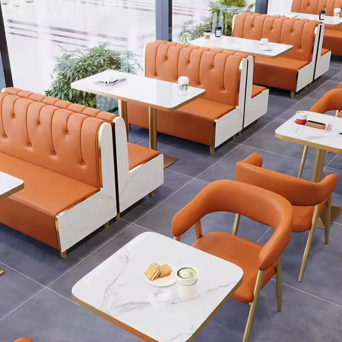 Modern Luxury Restaurant Furniture Set Milk Tea & Dessert Shop Sofa Coffee Kiosk Luxury Tables & Chairs Restaurant