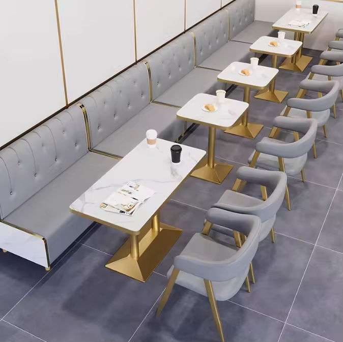 Modern Luxury Restaurant Furniture Set Milk Tea & Dessert Shop Sofa Coffee Kiosk Luxury Tables & Chairs Restaurant