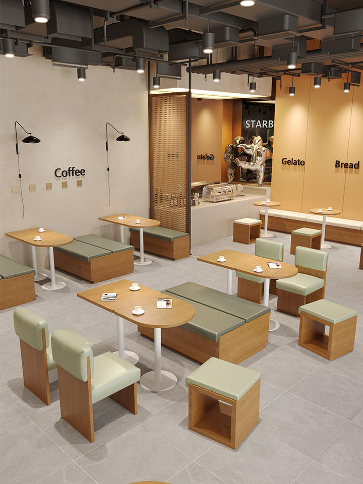 Modern Design Coffee Shop Table and Chair Set for Library Book Bar Booth Sofa Cafe Apartment Restaurant Furniture