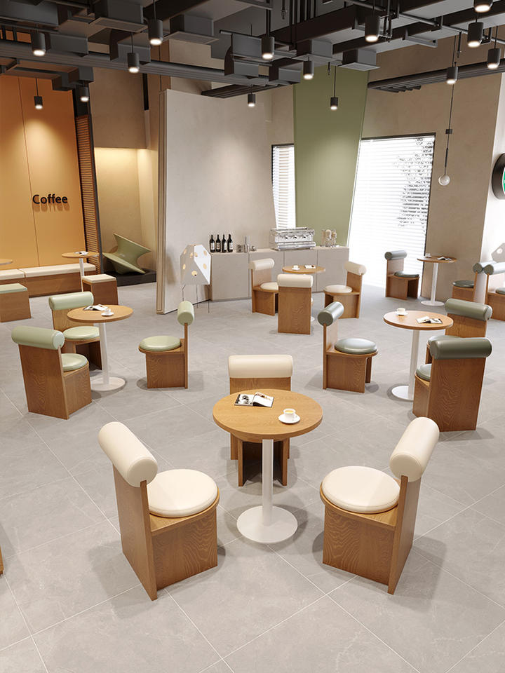 Modern Design Coffee Shop Table and Chair Set for Library Book Bar Booth Sofa Cafe Apartment Restaurant Furniture