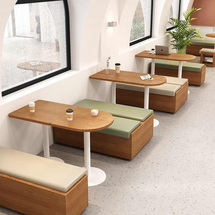 Modern Design Coffee Shop Table and Chair Set for Library Book Bar Booth Sofa Cafe Apartment Restaurant Furniture