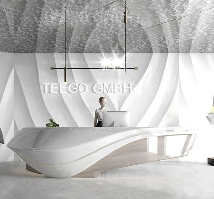 Luxury Marble Top White Curved Customized Modern Design Stone Reception Desk