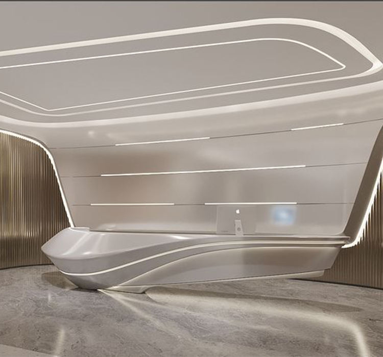 Luxury Marble Top White Curved Customized Modern Design Stone Reception Desk