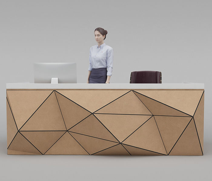 Custom Reception Desk with Stone Finish and Curved White Marble Antique Reception Desk