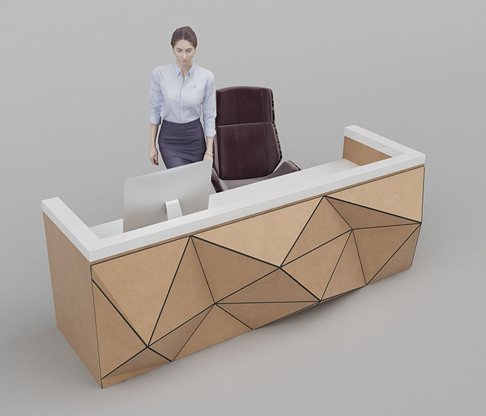 Custom Reception Desk with Stone Finish and Curved White Marble Antique Reception Desk