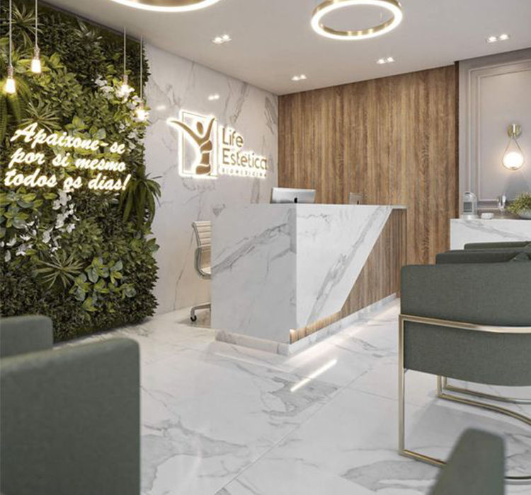 Customized Modern Design Good Quality Hair Salon Round Reception Desk White Marble Unique Reception Desks