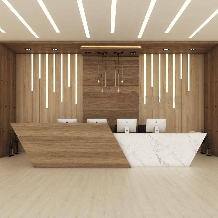 Customized Modern Design Good Quality Hair Salon Round Reception Desk White Marble Unique Reception Desks