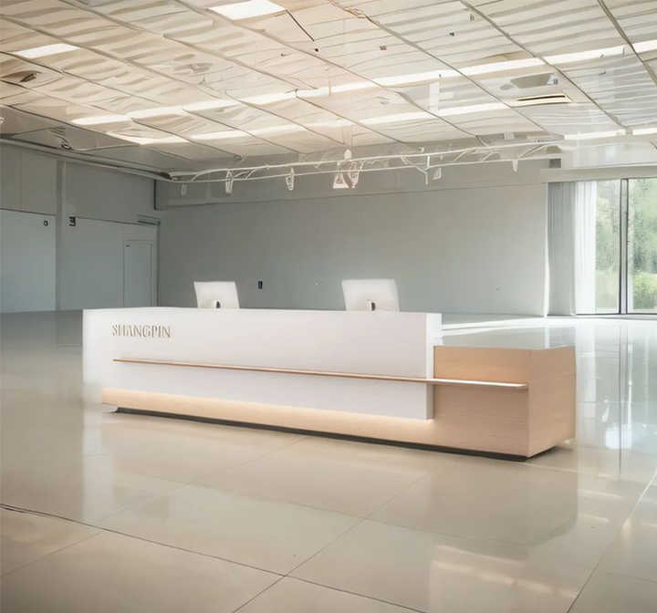 Marble Stone Wood Decorate Solid Surface Custom Front Reception Desk Table New Design Office Reception Desk