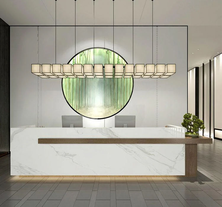 Marble Stone Wood Decorate Solid Surface Custom Front Reception Desk Table New Design Office Reception Desk