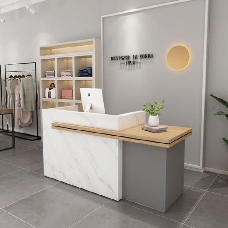 Marble Stone Wood Decorate Solid Surface Custom Front Reception Desk Table New Design Office Reception Desk