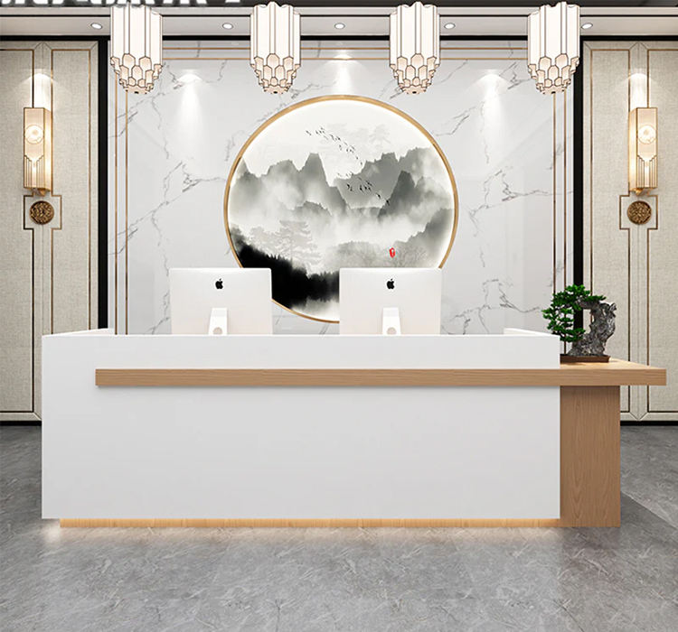 Marble Stone Wood Decorate Solid Surface Custom Front Reception Desk Table New Design Office Reception Desk