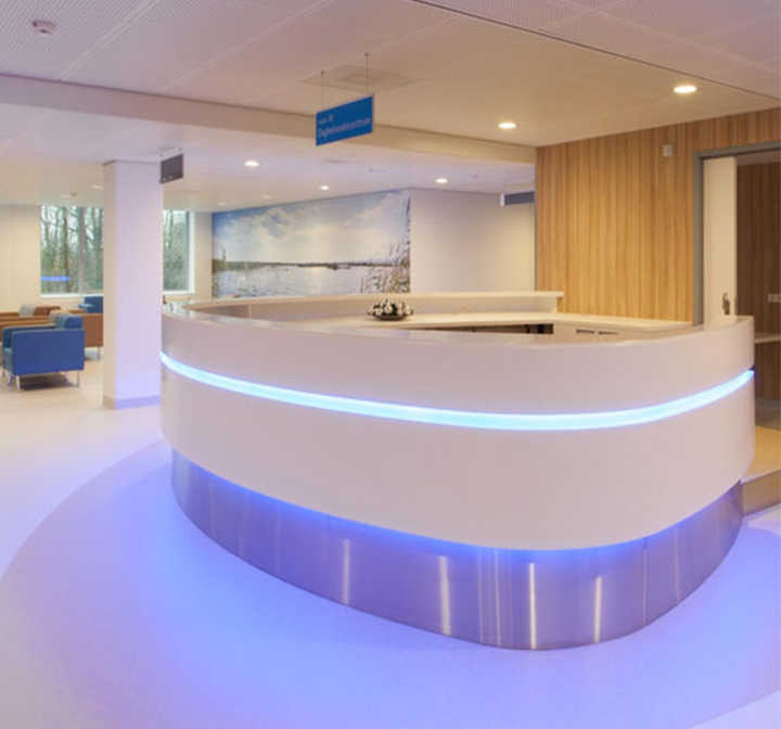 Office Custom Front Desk Hotel Supermarket Hospital Information Desk Marble Look Engineer Stone Office Reception Desk