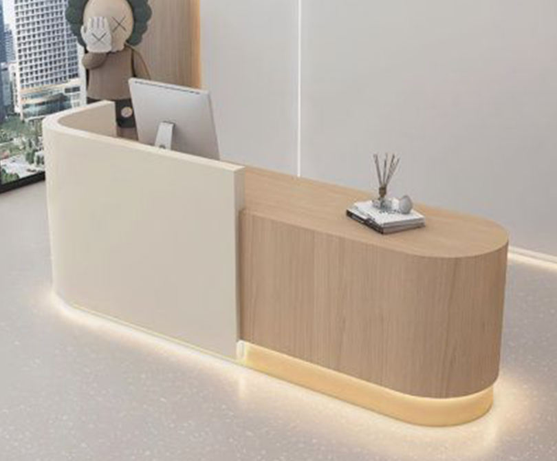 Modern Style Color logo Customizable Front Desk Marble and Wood Material Reception Desk Beauty Salon Marble Reception Desk