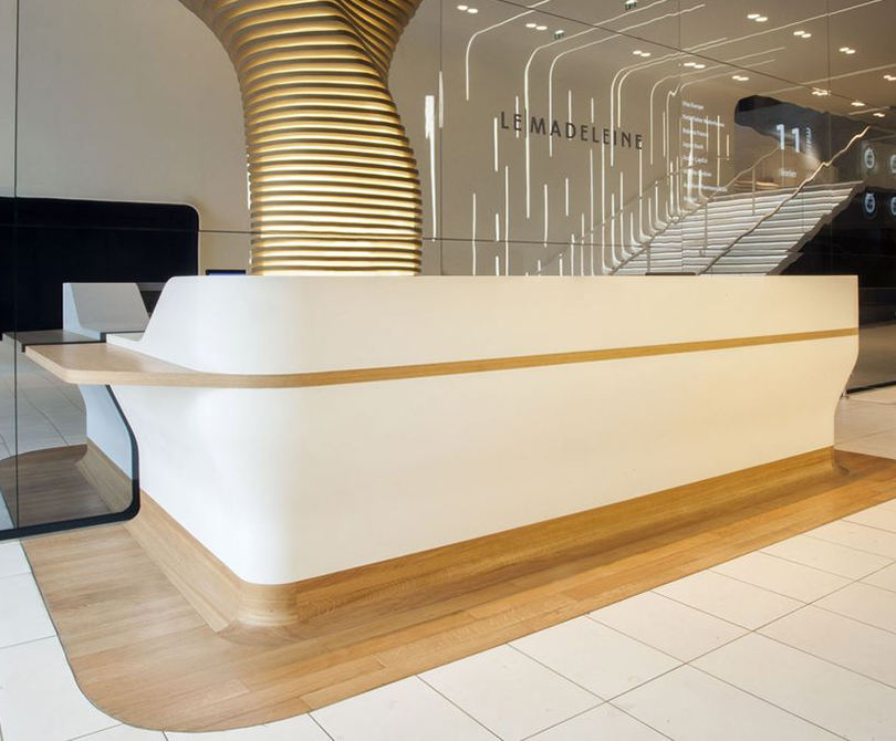 Modern Style Color logo Customizable Front Desk Marble and Wood Material Reception Desk Beauty Salon Marble Reception Desk