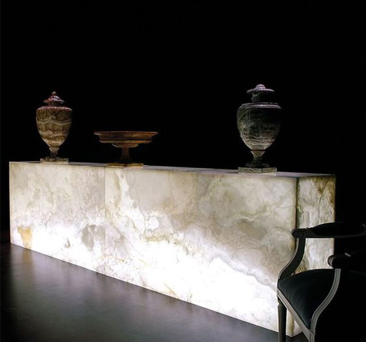 Modern Commercial Office Furniture Marble Small Reception Desk for Beauty Salon Hotel Gym Led Lights Office Reception Desk