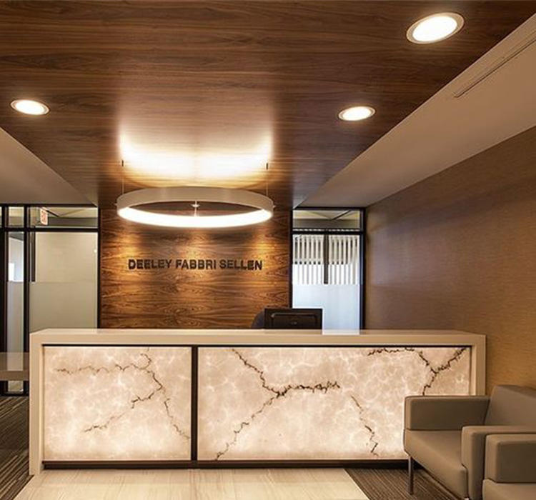 Modern Commercial Office Furniture Marble Small Reception Desk for Beauty Salon Hotel Gym Led Lights Office Reception Desk