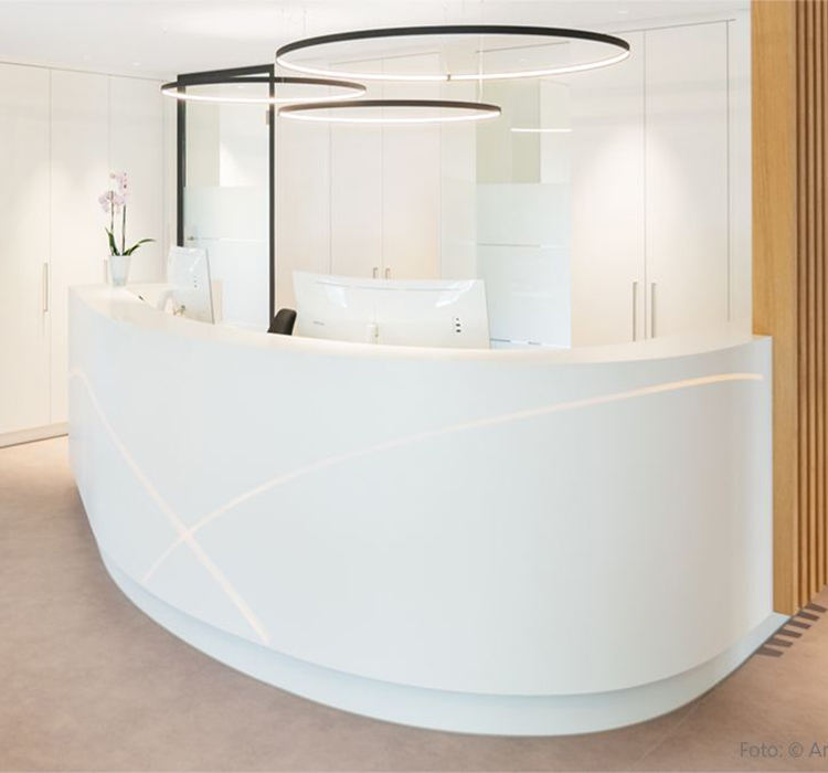 Unique Vintage Modern Artificial Marble Wood Reception Desk Customized Modern Led Reception Desk