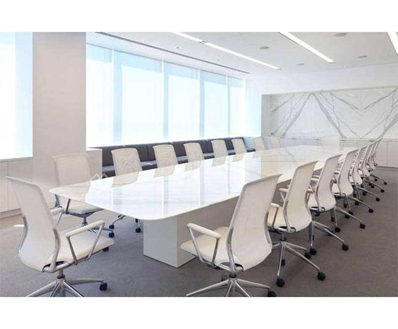 Commercial Office Furniture good quality quartz stone Boardroom 20ft White Marble Conference Table