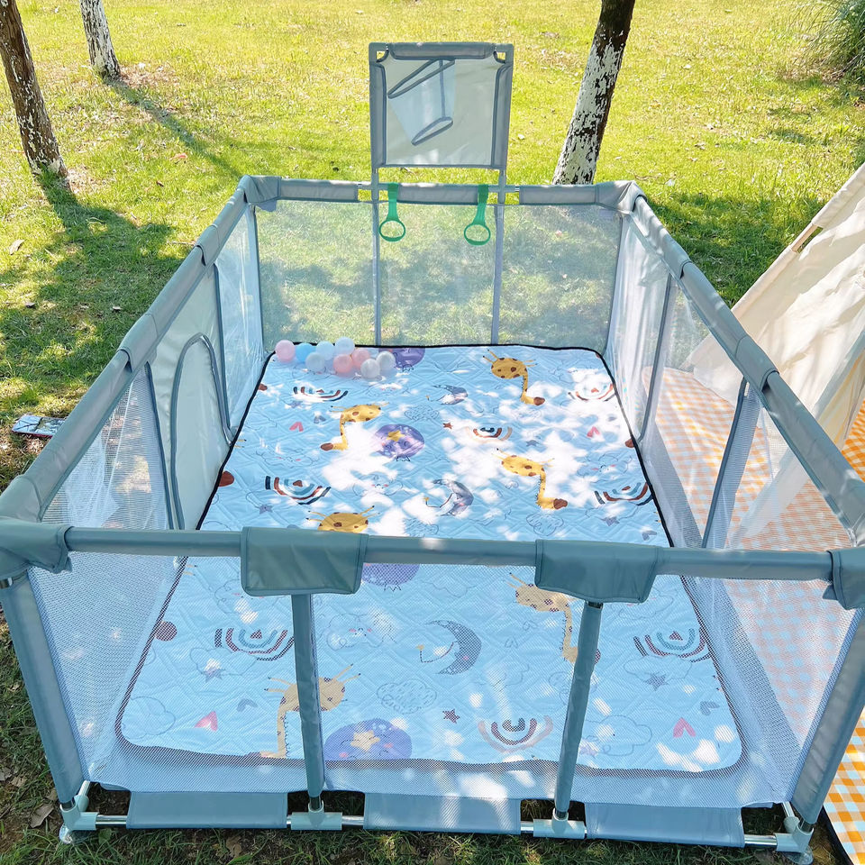 Basketball Baby Playpen Easy Assembly Play Yard for Baby Safety Toddlers Kids Fence Playpen