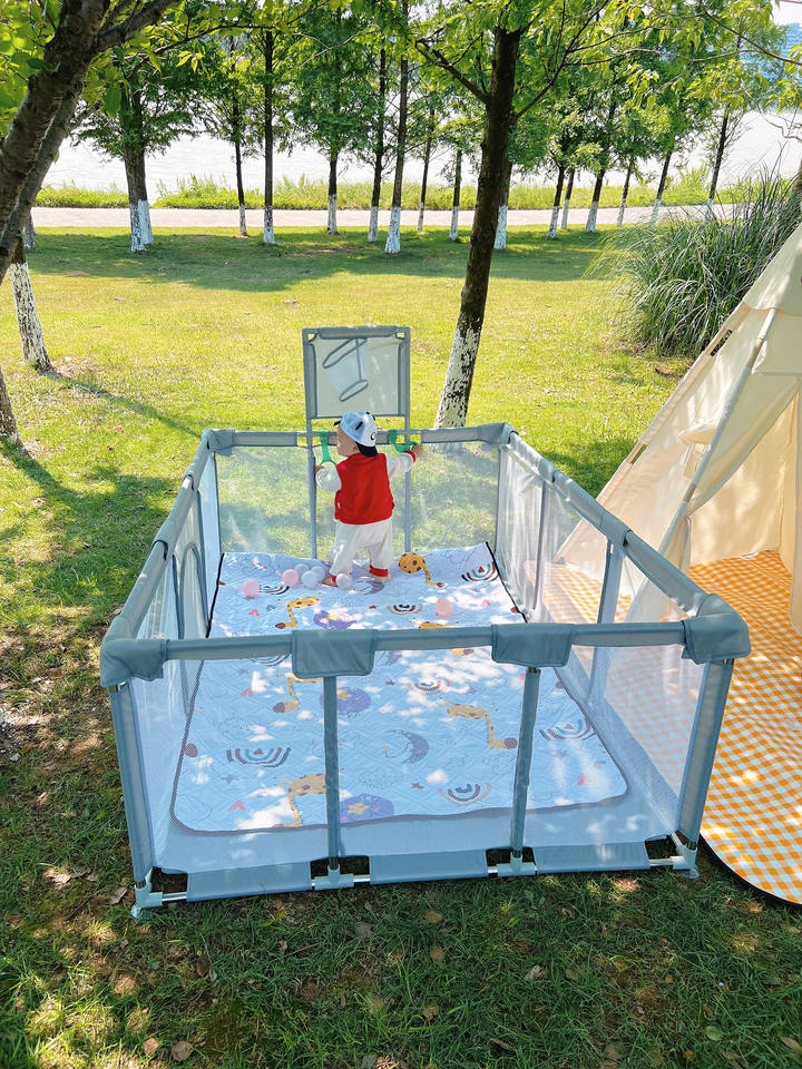 Basketball Baby Playpen Easy Assembly Play Yard for Baby Safety Toddlers Kids Fence Playpen