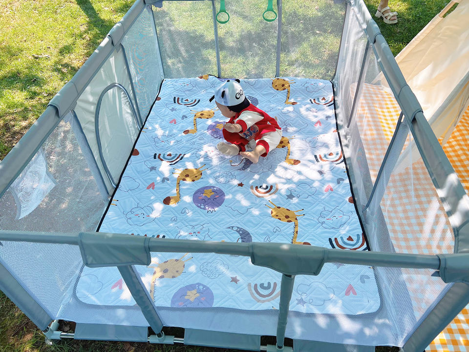 Basketball Baby Playpen Easy Assembly Play Yard for Baby Safety Toddlers Kids Fence Playpen