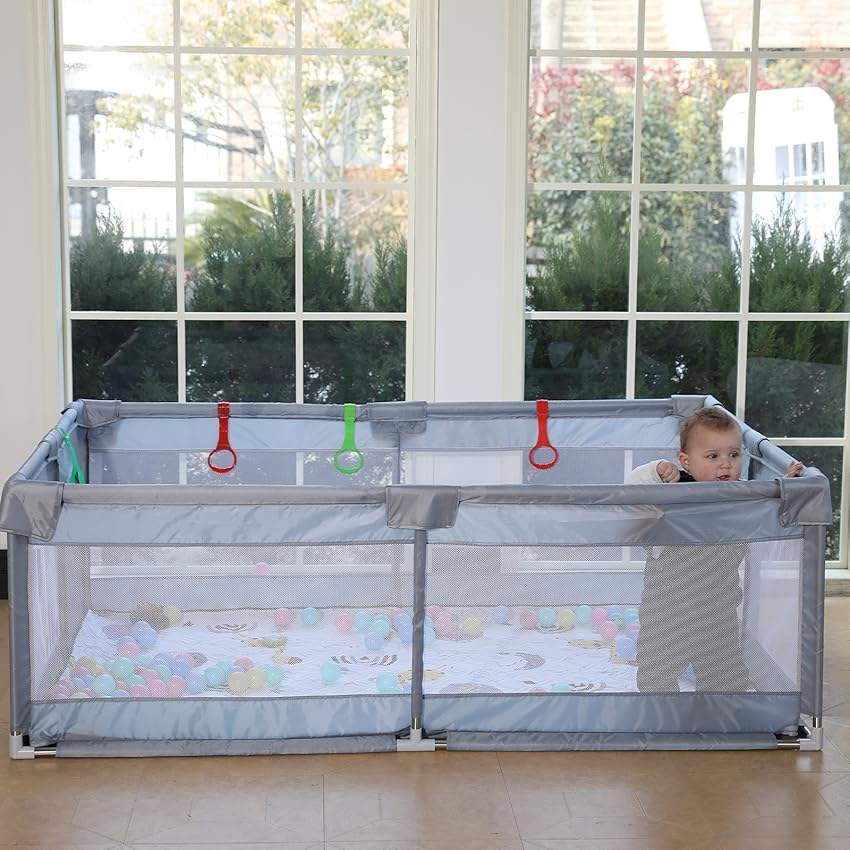 Oxford Fabric Baby Playpen Easy Assembly Kids Fence Playpen for Baby and Toddlers Indoor & Outdoor Kids Activity Center