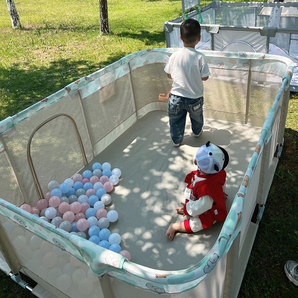 Oxford Fabric Round Edge Baby Playpen Easy Assembly Kids Fence Playpen for Baby Toddlers Indoor & Outdoor Kids Activity Center