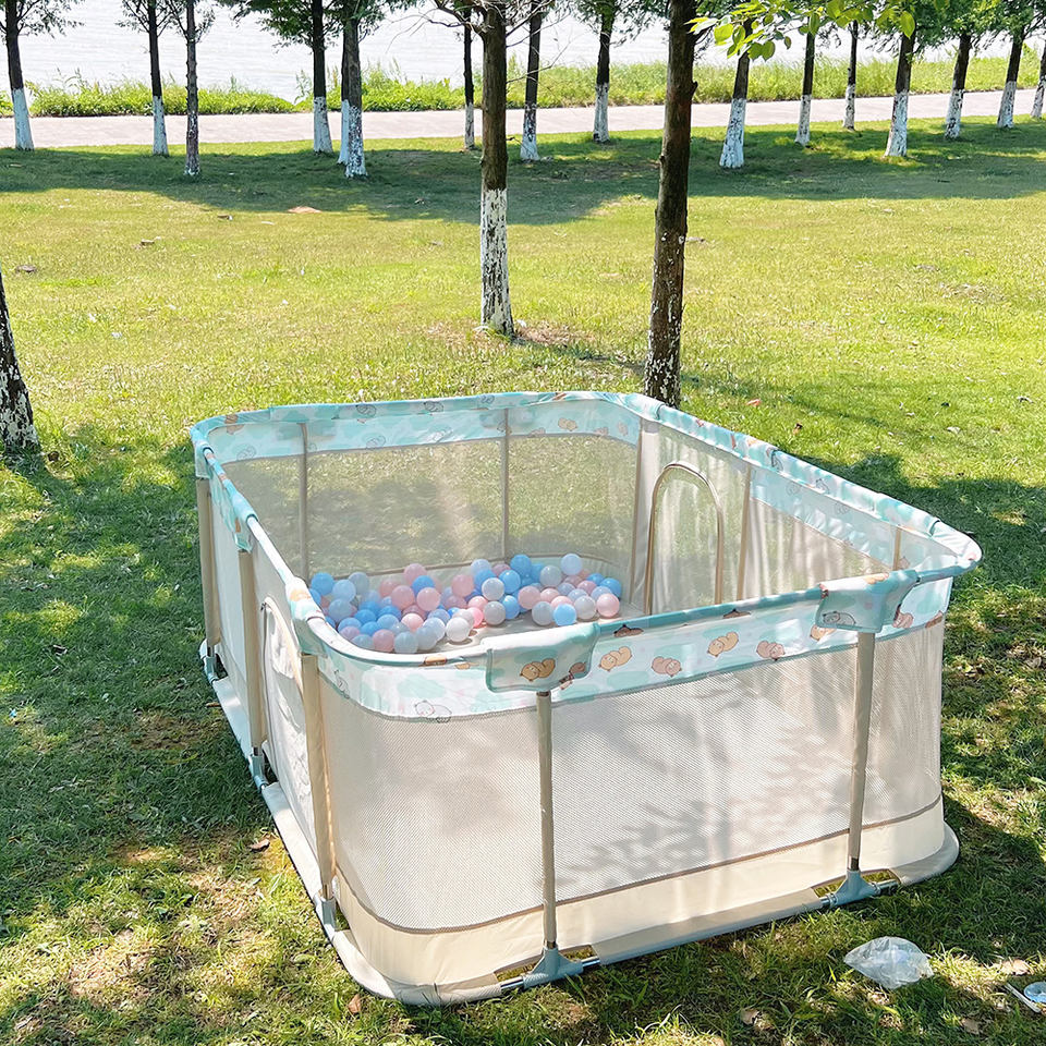 Oxford Fabric Round Edge Baby Playpen Easy Assembly Kids Fence Playpen for Baby Toddlers Indoor & Outdoor Kids Activity Center