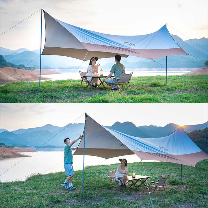 FEITU New 210D Silver Coated Oxford Cloth Canopy Tent Rain Proof Sun Proof Classic Roof Canopy, Exquisite Portable Camping