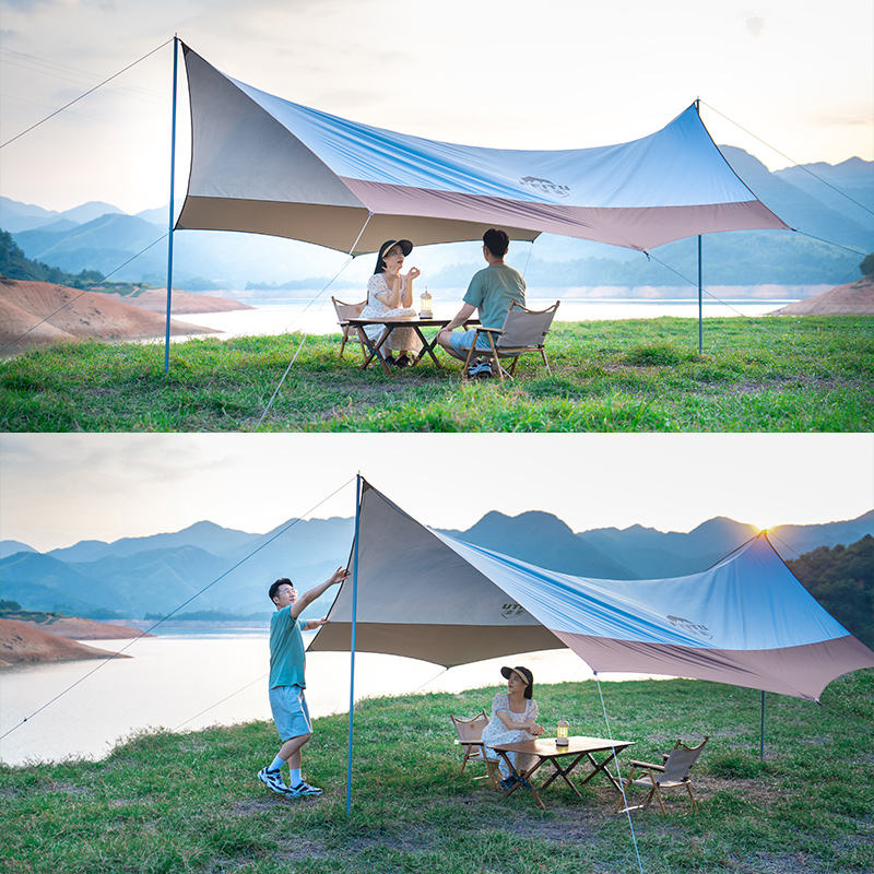 FEITU New 210D Silver Coated Oxford Cloth Canopy Tent Rain Proof Sun Proof Classic Roof Canopy, Exquisite Portable Camping