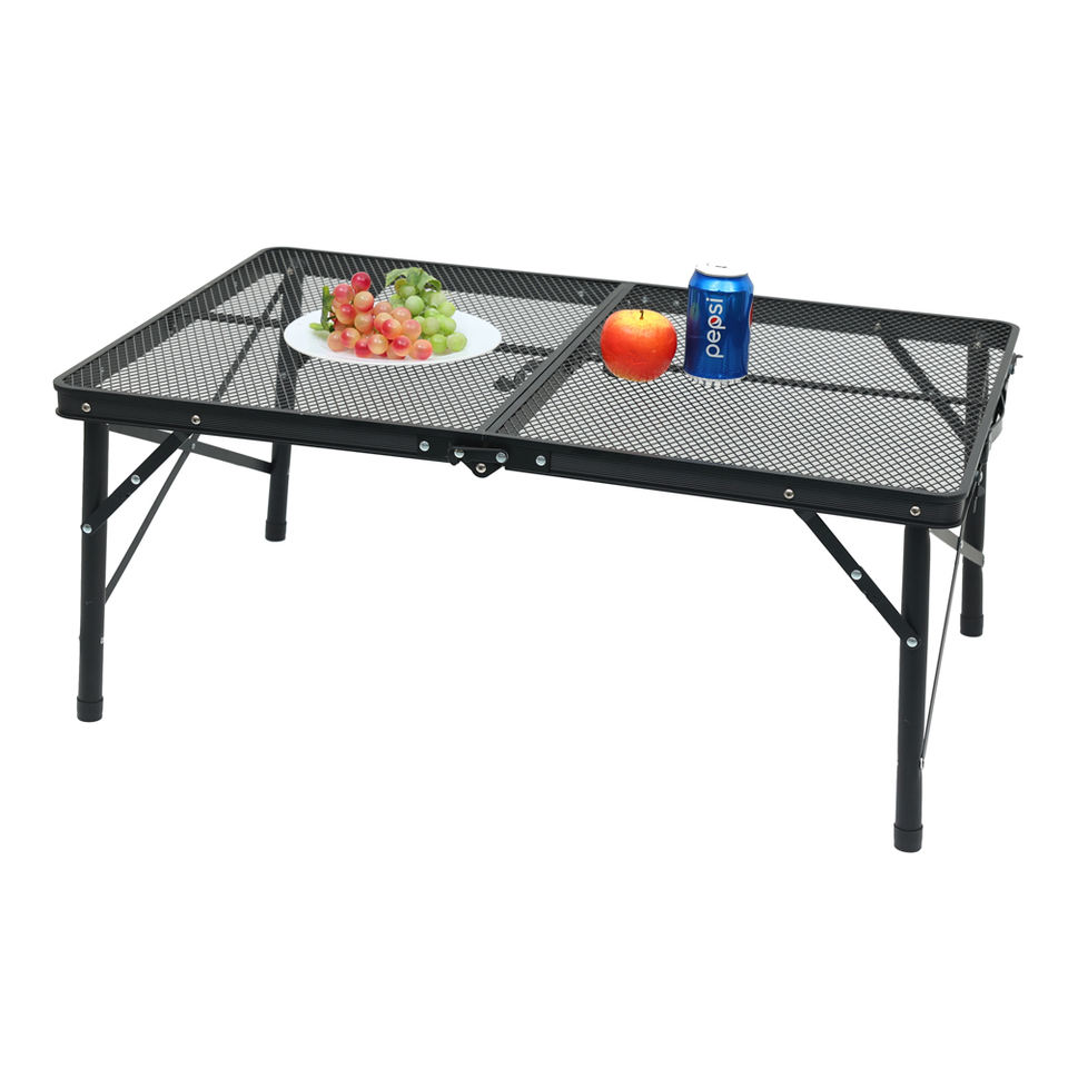 Lightweight Aluminum Folding Table with Adjustable Metal Legs Portable Outdoor Event Furniture Black Design Beach Picnics