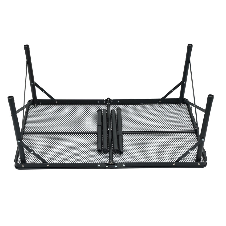 Lightweight Aluminum Folding Table with Adjustable Metal Legs Portable Outdoor Event Furniture Black Design Beach Picnics