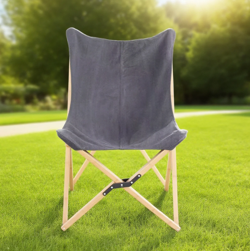 Modern Lightweight Steel Frame Comfortable Bamboo Seat Durable Multi-Purpose Portable Outdoor Folding Chair Camping Fishing