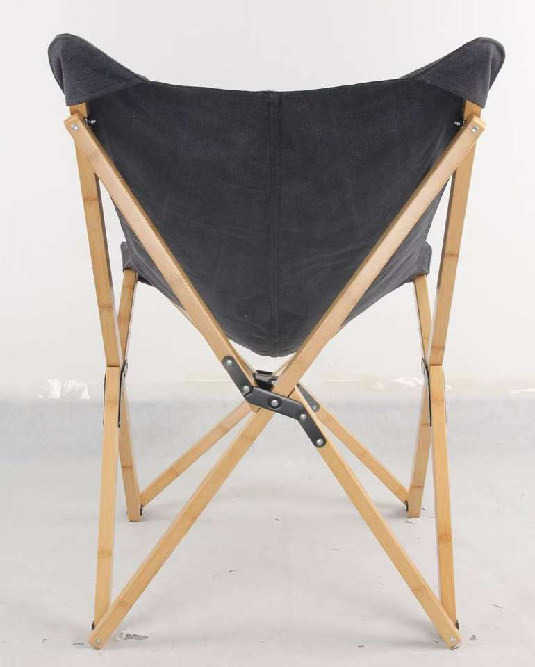 Modern Lightweight Steel Frame Comfortable Bamboo Seat Durable Multi-Purpose Portable Outdoor Folding Chair Camping Fishing