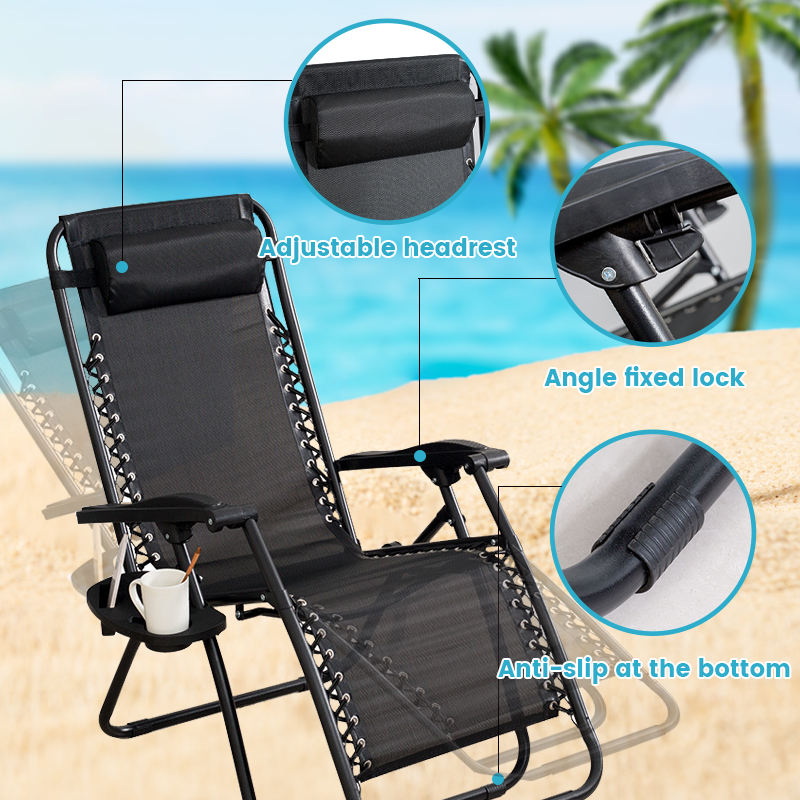 Modern Outdoor Zero Gravity Folding Relax Sun Lounge Recliner Beach Camping Chair