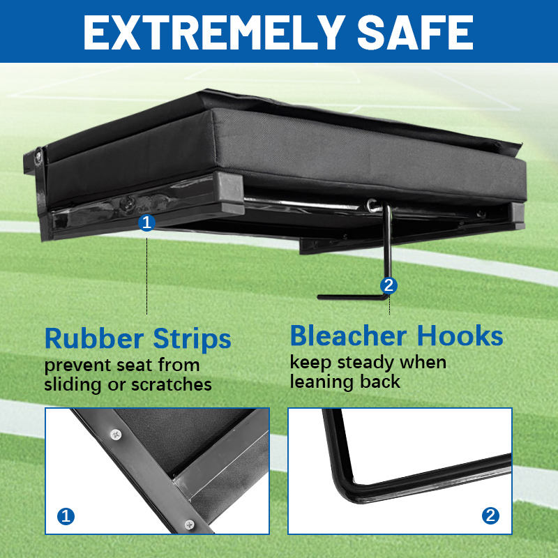 Portable Foldable Padded Stadium Chairs Baseball Hook Pocket Backs Stadium Bleacher Seats