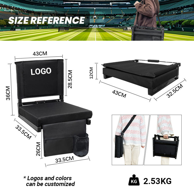 Portable Foldable Padded Stadium Chairs Baseball Hook Pocket Backs Stadium Bleacher Seats