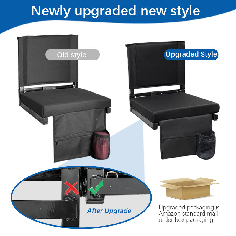 Portable Foldable Padded Stadium Chairs Baseball Hook Pocket Backs Stadium Bleacher Seats