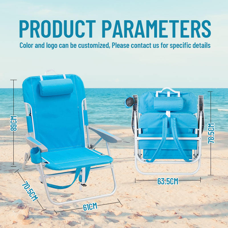 Custom Logo Lightweight Outdoor Backpack Cooler with Storage Pouch Towel Bar Cheap Beach Chair for Camping Beach