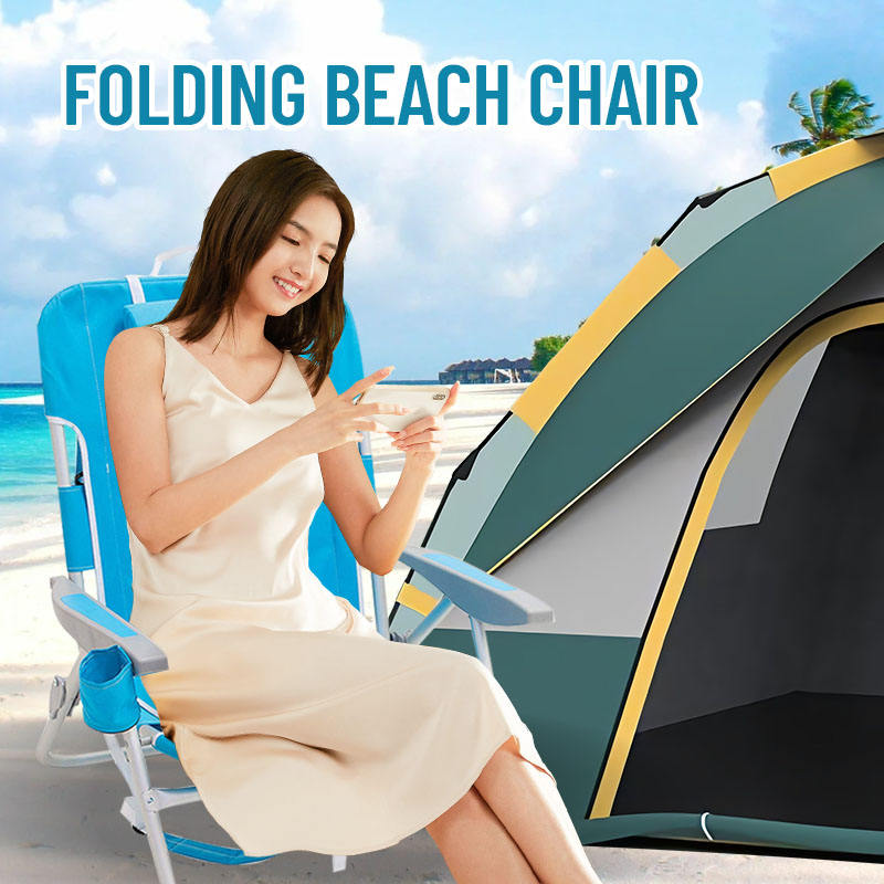 Custom Logo Lightweight Outdoor Backpack Cooler with Storage Pouch Towel Bar Cheap Beach Chair for Camping Beach