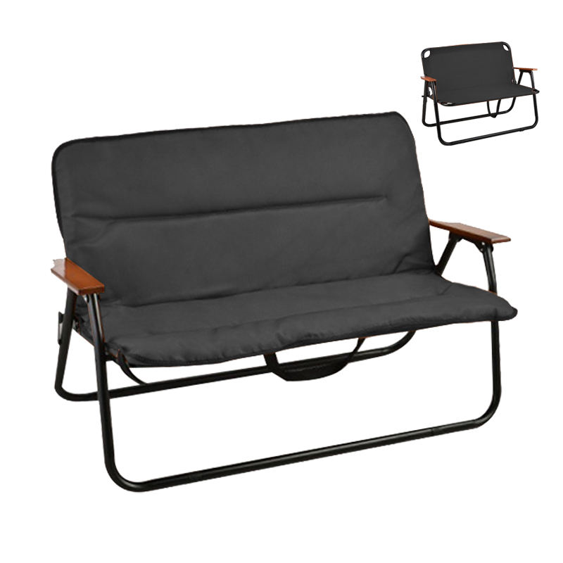 Portable Two-Person Modern Metal Folding Chair Durable Iron Seat Outdoor Furniture for Fishing Garden Lawn Camping Parks