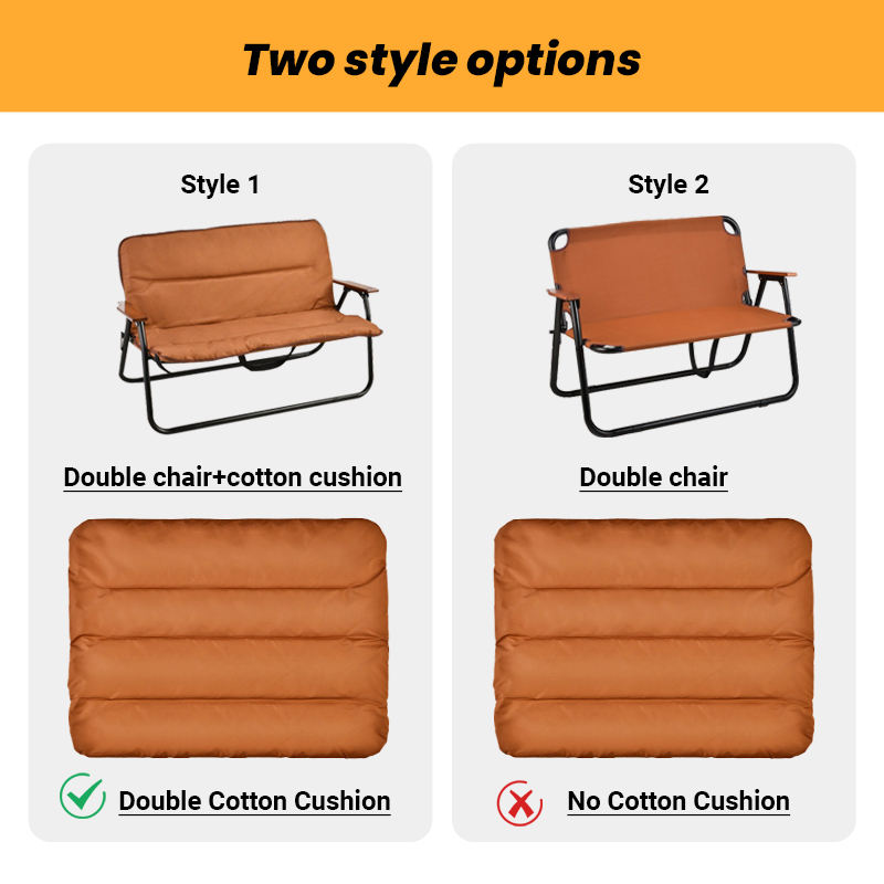 Portable Two-Person Modern Metal Folding Chair Durable Iron Seat Outdoor Furniture for Fishing Garden Lawn Camping Parks