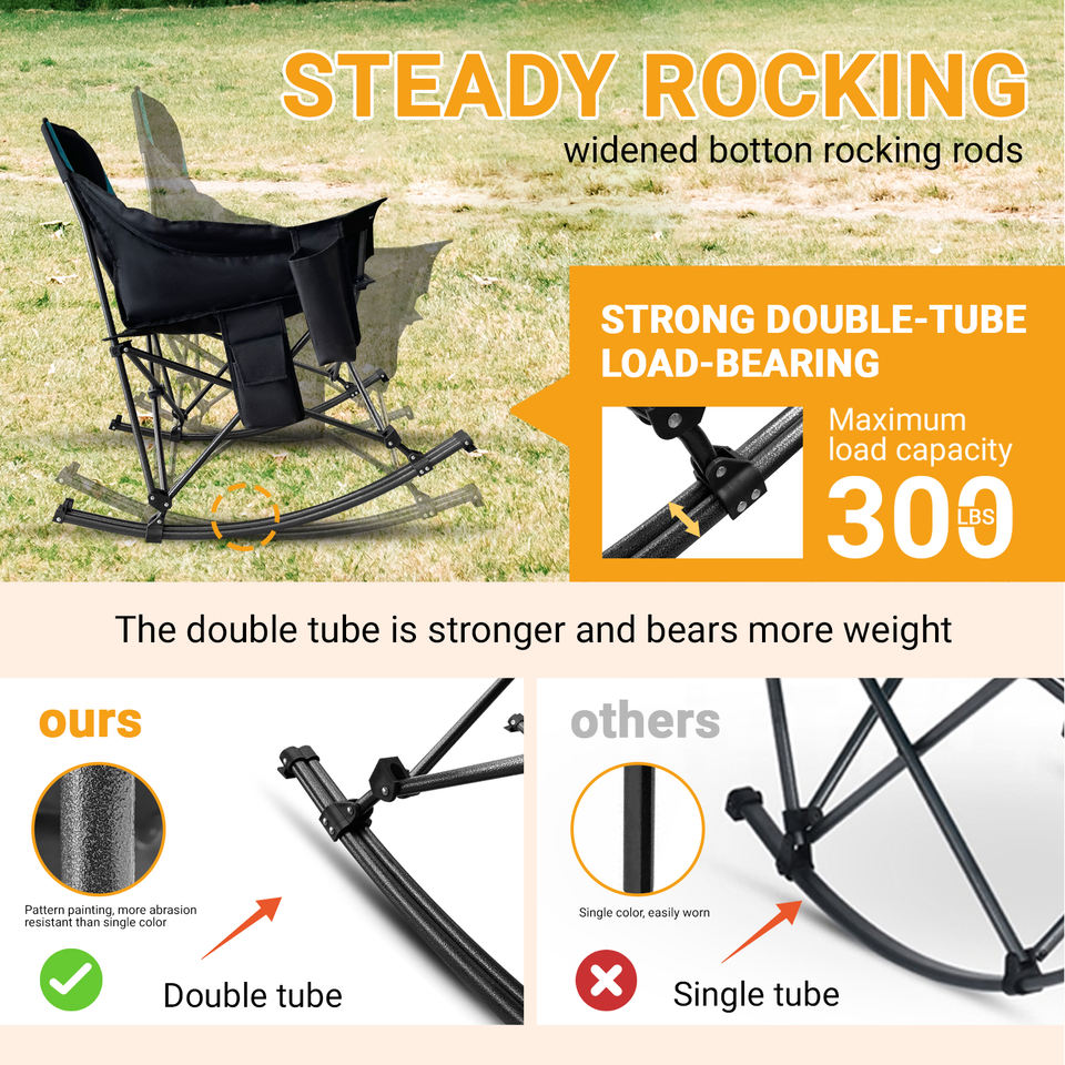 Luxury Adult Modern Ultralight Oxford Cloth Folding Camping Beach Heated Rocking Chair Outdoor Furniture for Park