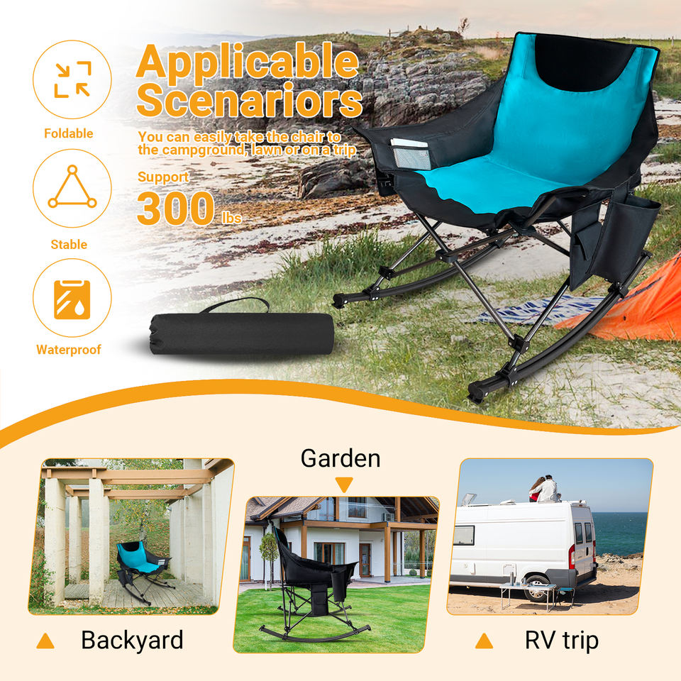 Luxury Adult Modern Ultralight Oxford Cloth Folding Camping Beach Heated Rocking Chair Outdoor Furniture for Park