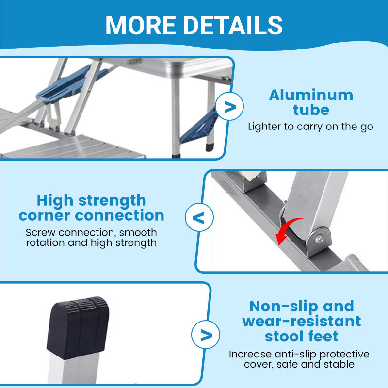 Portable Metal Folding Table with Chairs Modern Suitcase Design for Outdoor Farmhouse Picnics Featuring Umbrella Hole