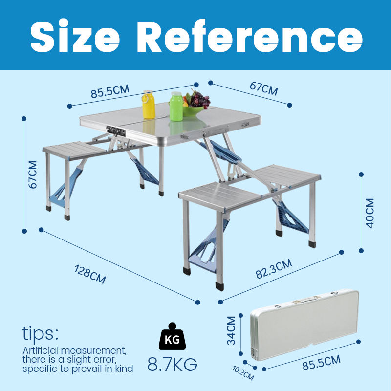 Portable Metal Folding Table with Chairs Modern Suitcase Design for Outdoor Farmhouse Picnics Featuring Umbrella Hole