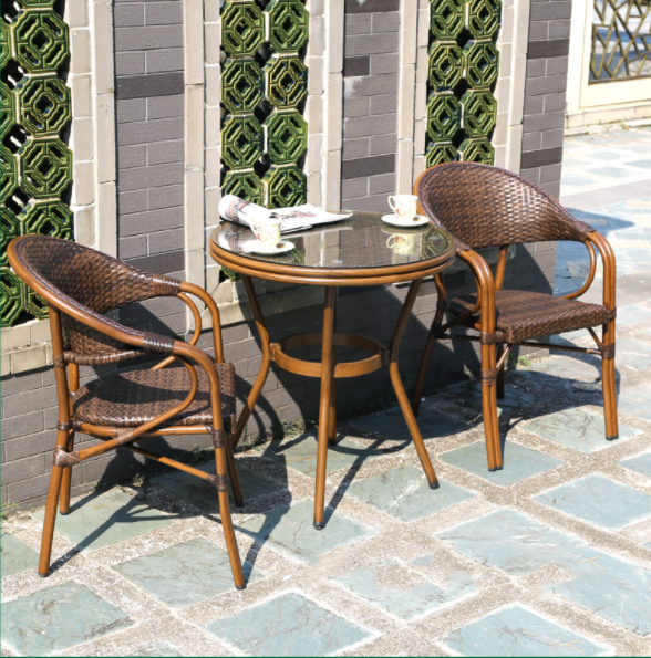 Uplion Modern Anti-Water Fabric Bamboo Garden French Bistro Chair Comfortable Relax Dining Aluminum Furniture Cafe Outdoor