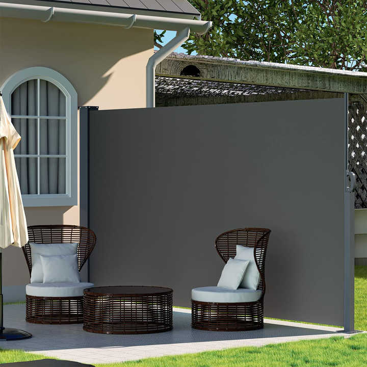 Uplion Manual Retractable Garden Side Awning Steel Aluminum Windproof Patio Awning for Outdoor