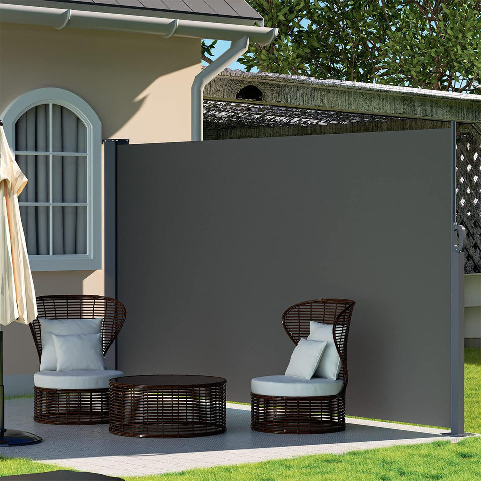 Uplion Manual Retractable Garden Side Awning Steel Aluminum Windproof Patio Awning for Outdoor